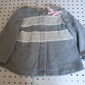 Tahari Baby's Grey Coat Size 24mth Lace Accents Soft Knit